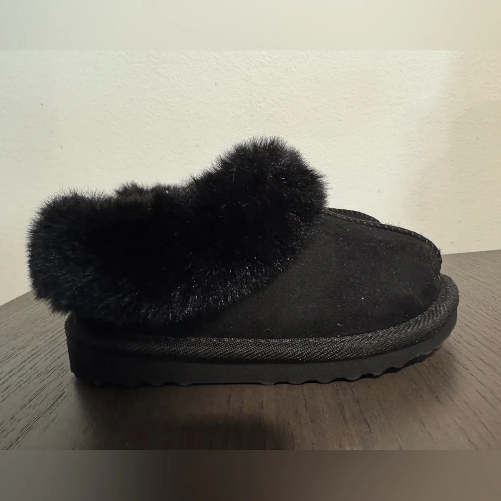Toddler Piper Faux Fur Cuff Scuff Slippers Boots‎ Cat & Jack 9 black boys girls